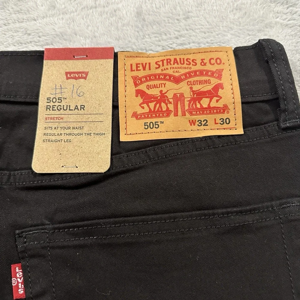 Levi's 505 Jeans Mens 32x30 Straight Mid Rise Premium Soft Twill Normcore Black
